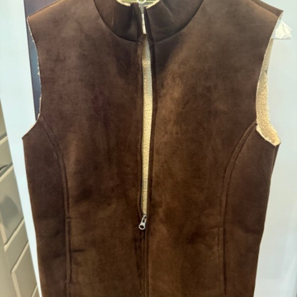 Land's End Faux Sheepskin Vest - Size M (8-10)
